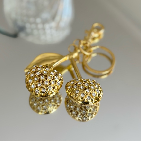 Gold Sparkle Cherry Bag Charm Keychain - Picture 6 of 11